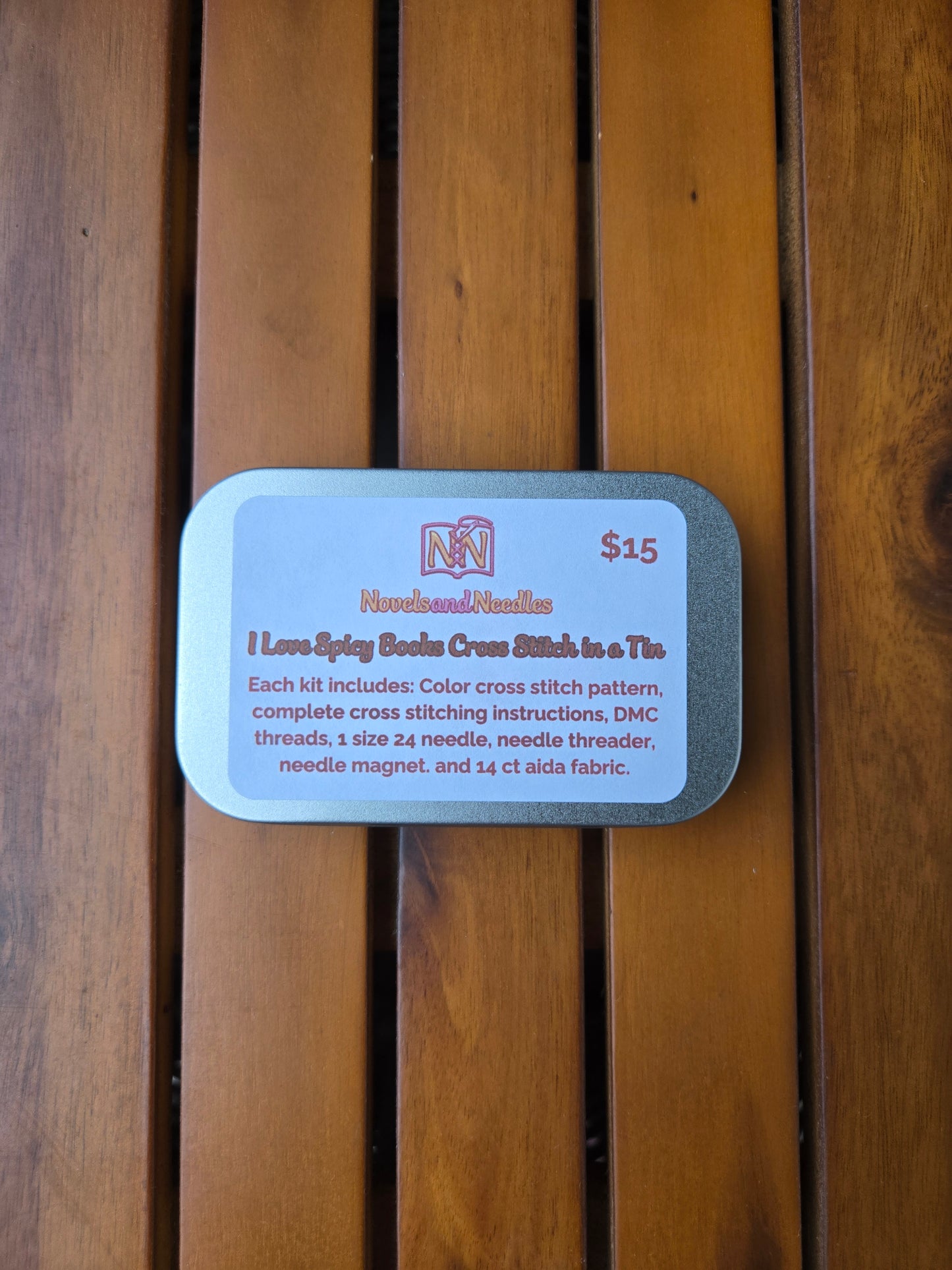 I love Spicy Books Cross Stitch in a Tin