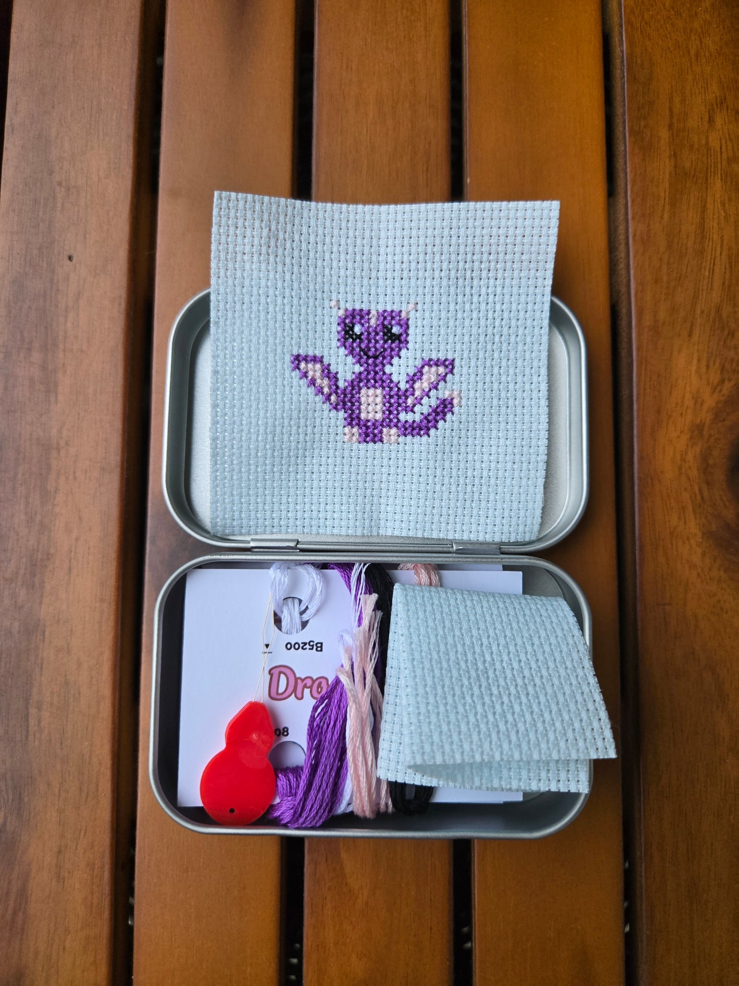 Dragon Pal Cross Stitch in a Tin