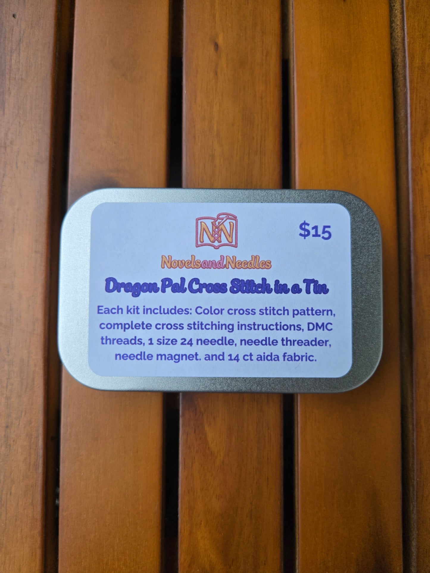 Dragon Pal Cross Stitch in a Tin