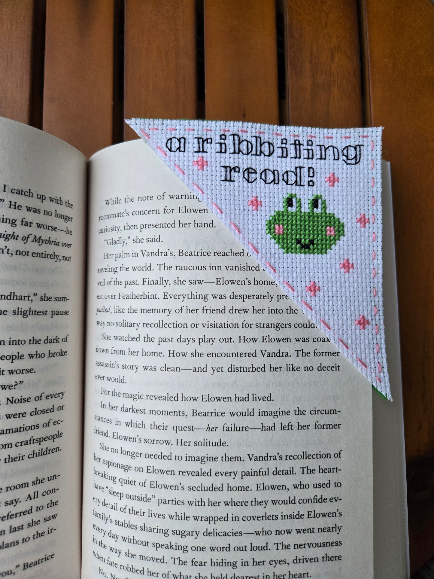 A Ribbiting Read Corner Bookmark Cross Stitch Kit