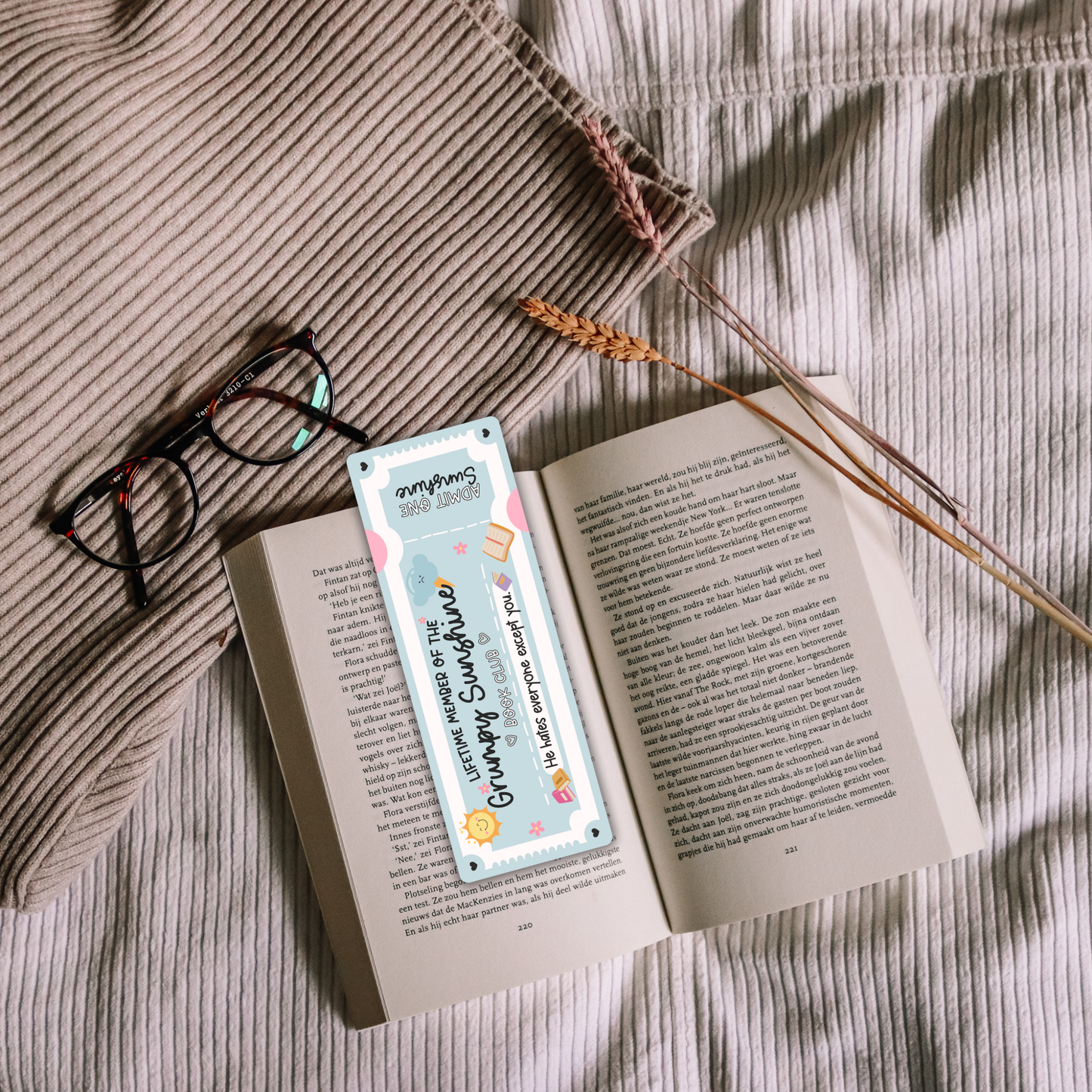 Grumpy Sunshine Book Club Bookmark
