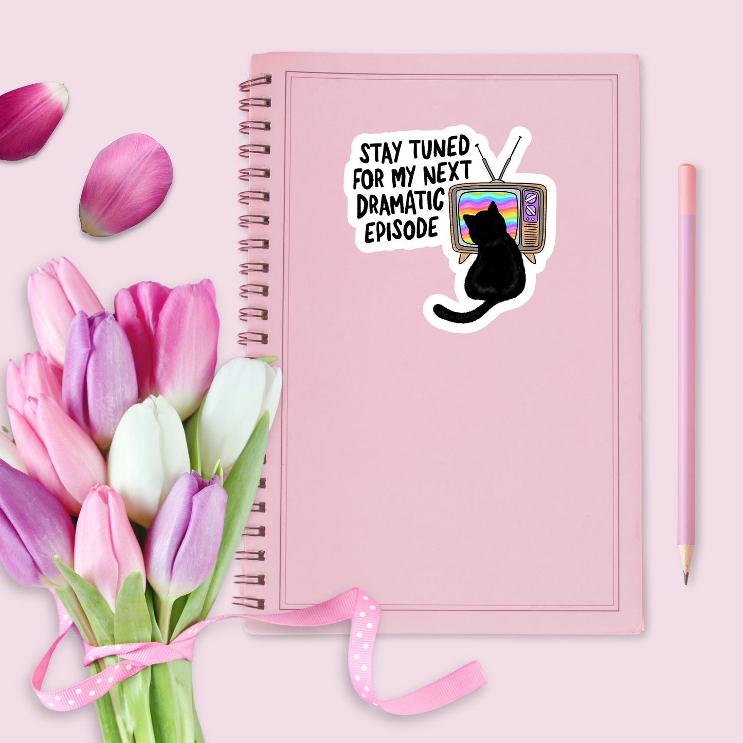 Stay Tuned Cat Sticker