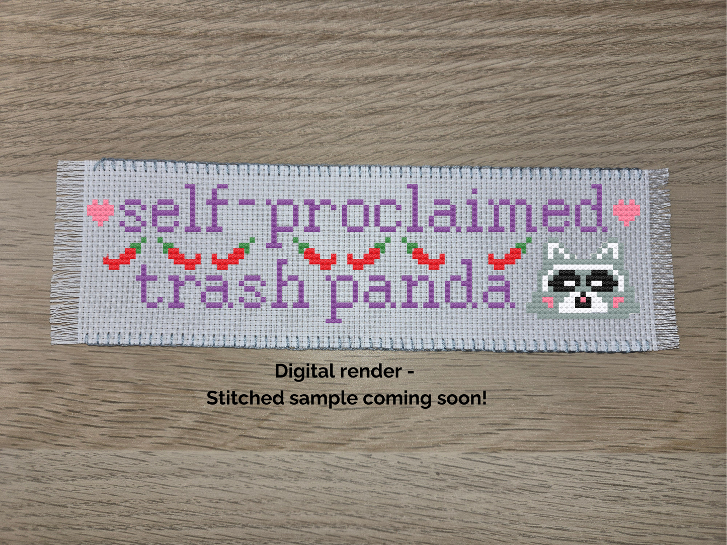 Self-Proclaimed Trash Panda DIY Cross Stitch Bookmark Digital Pattern