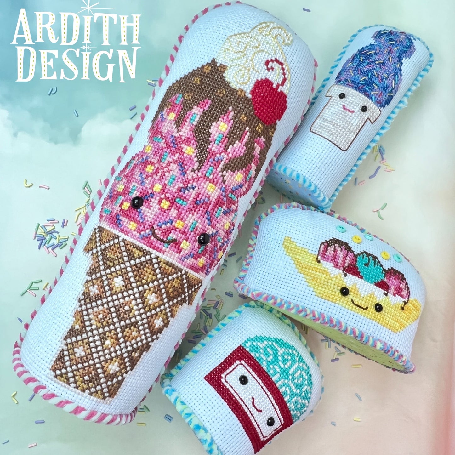 Sweet Sprinkles Ice Cream Stand Ups Pattern with Eye Pack - Ardith Design