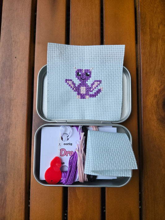 Dragon Pal Cross Stitch in a Tin