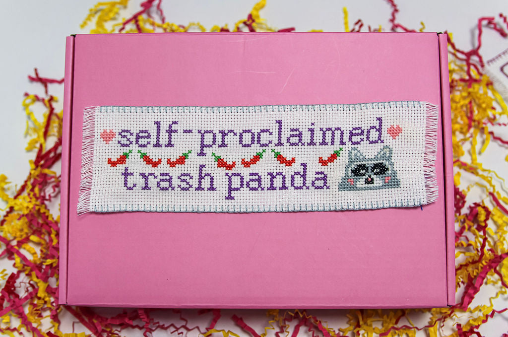 Self-Proclaimed Trash Panda DIY Cross Stitch Bookmark Kit