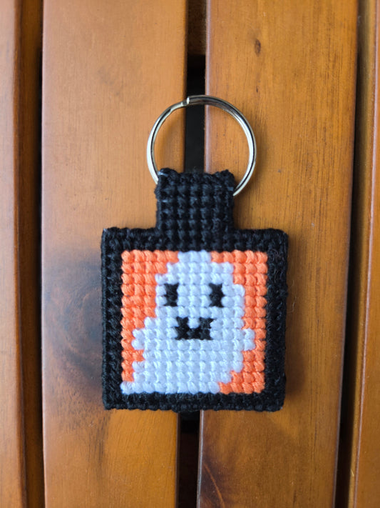 Ghost DIY Cross Stitch Keychain Kit