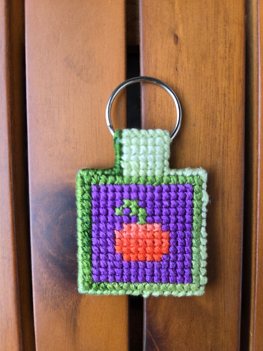 Pumpkin DIY Cross Stitch Keychain Kit