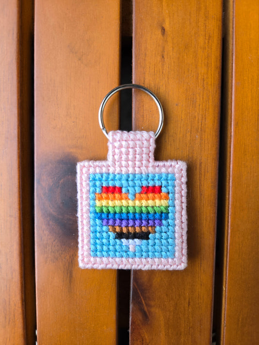 Love is Love DIY Cross Stitch Keychain Kit