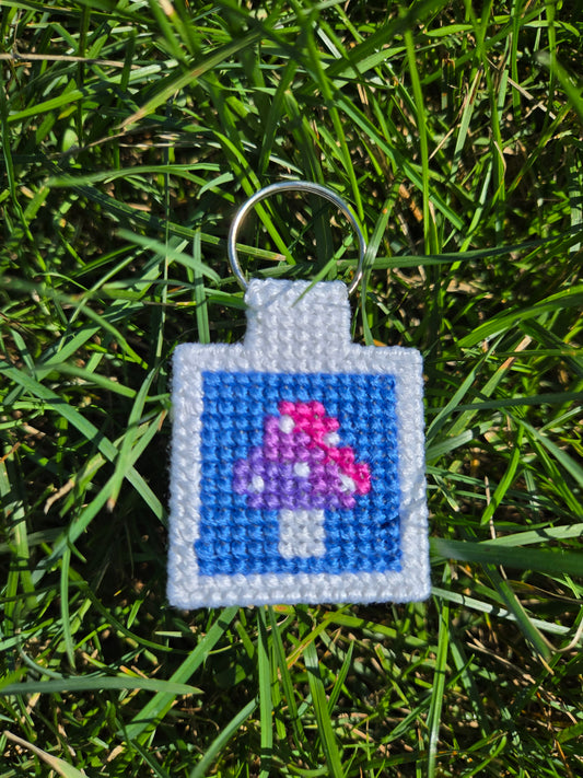 Mystical Mushroom DIY Cross Stitch Keychain Kit