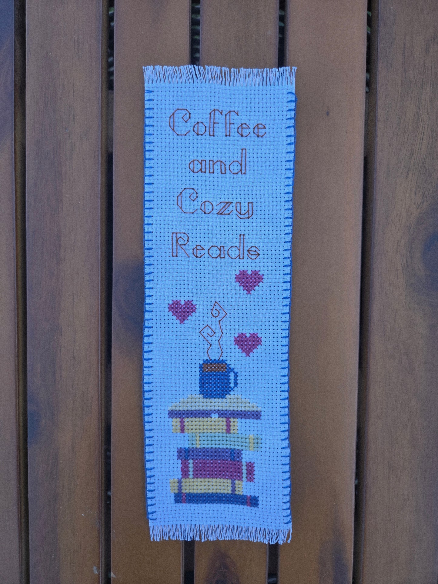 Coffee and Cozy Reads DIY Cross Stitch Bookmark Kit