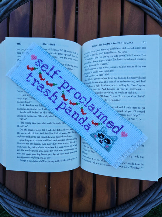 Self-Proclaimed Trash Panda DIY Cross Stitch Bookmark Kit