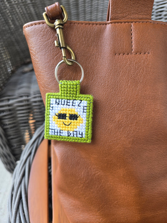 Squeeze the Day DIY Cross Stitch Keychain Kit