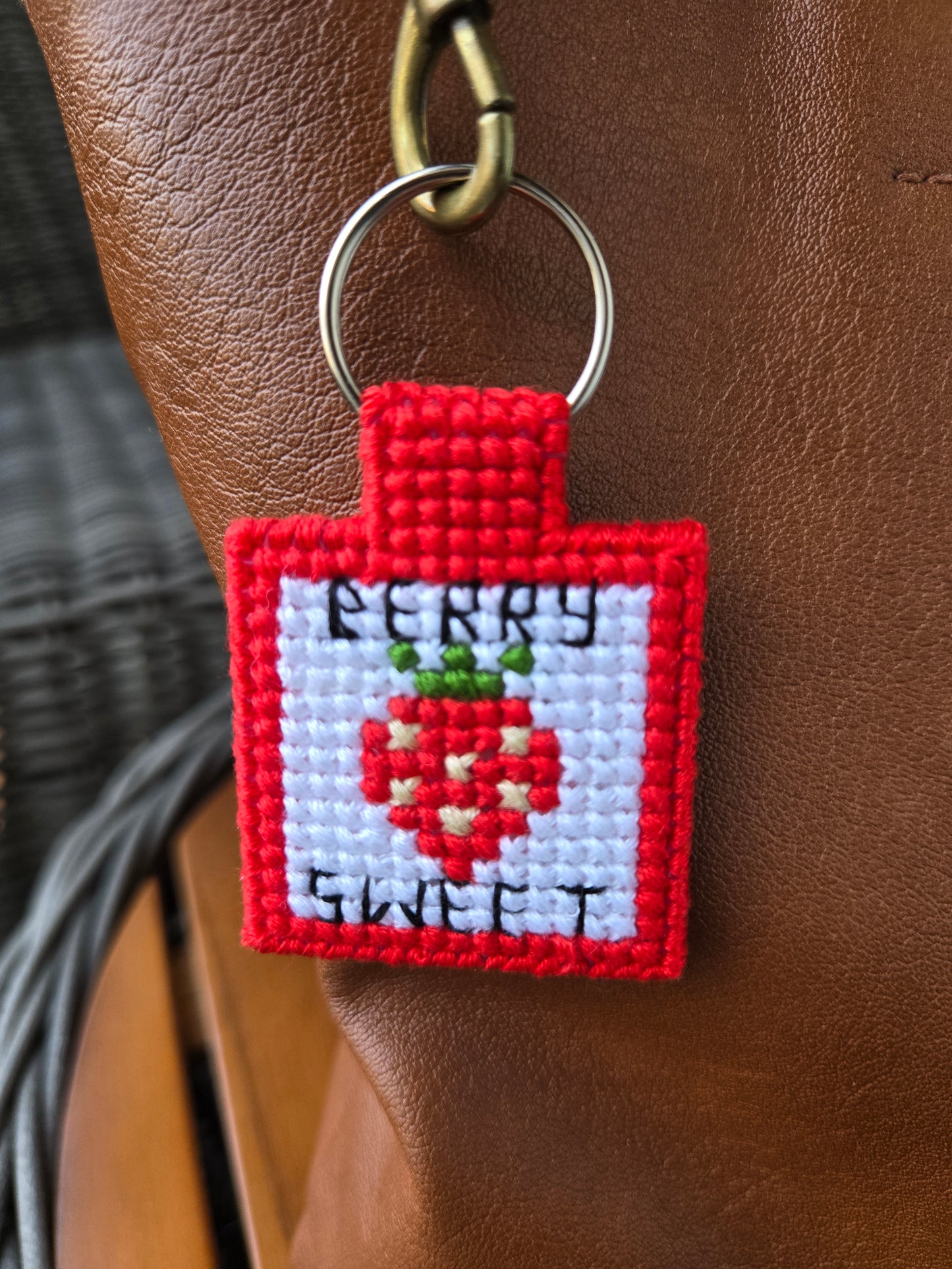 Berry Sweet DIY Cross Stitch Keychain Kit