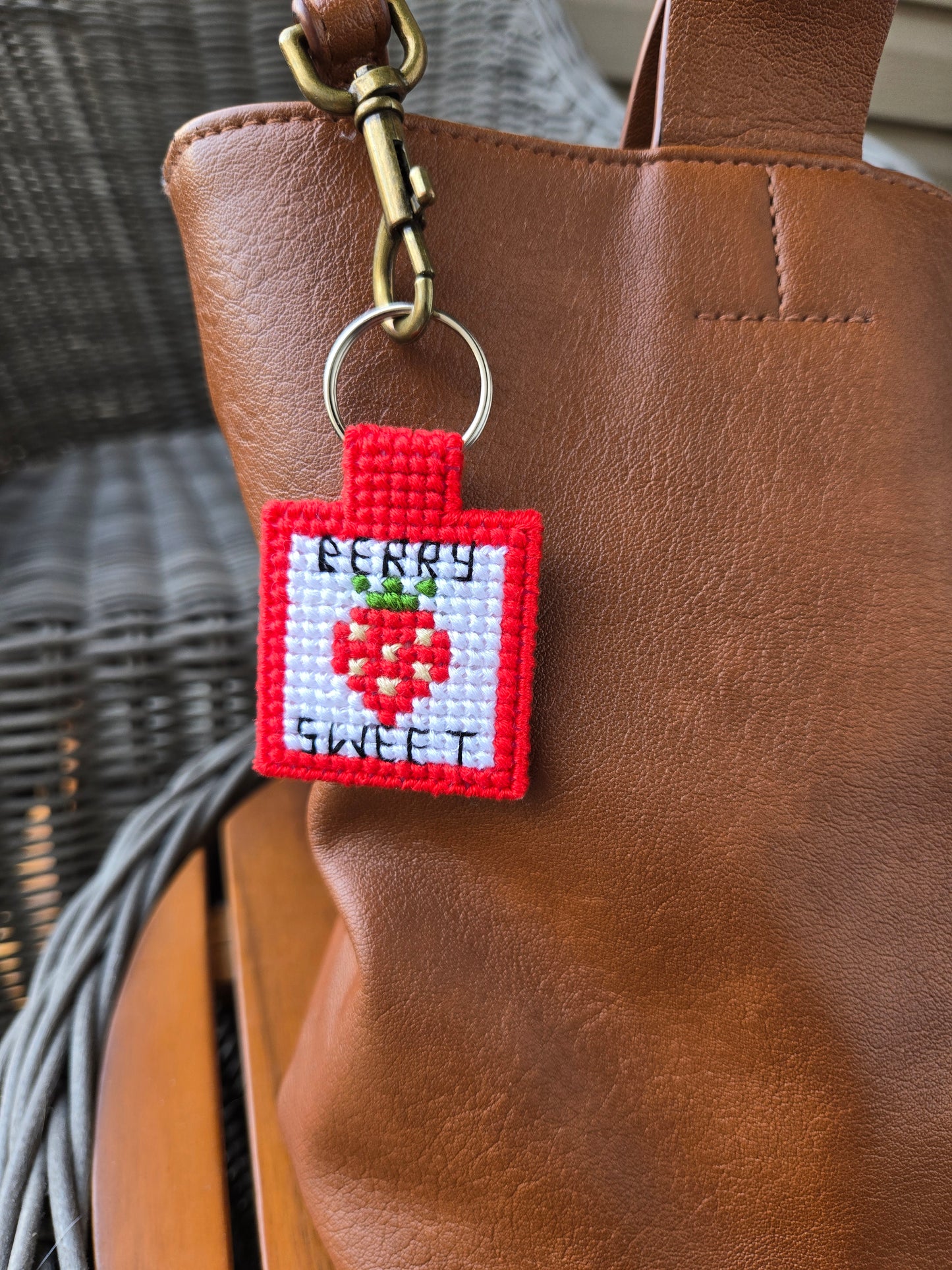 Berry Sweet DIY Cross Stitch Keychain Kit