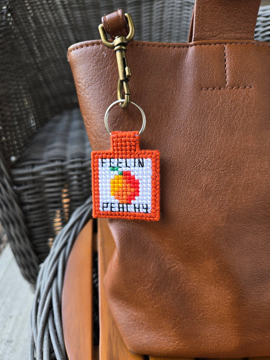 Feelin' Peachy DIY Cross Stitch Keychain Kit