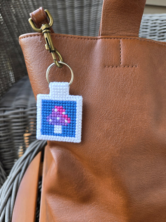 Mystical Mushroom DIY Cross Stitch Keychain Kit