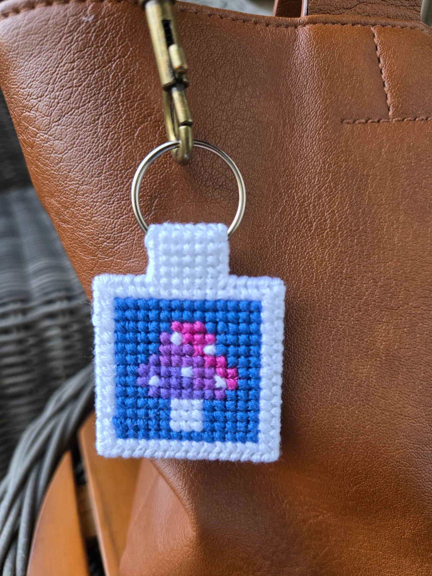 Mystical Mushroom DIY Cross Stitch Keychain Kit