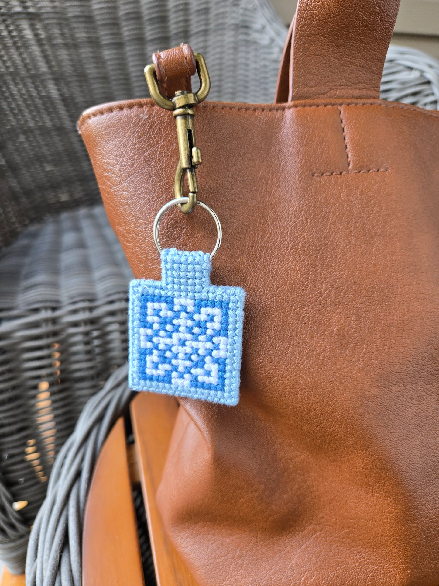 Snowflake DIY Cross Stitch Keychain Kit