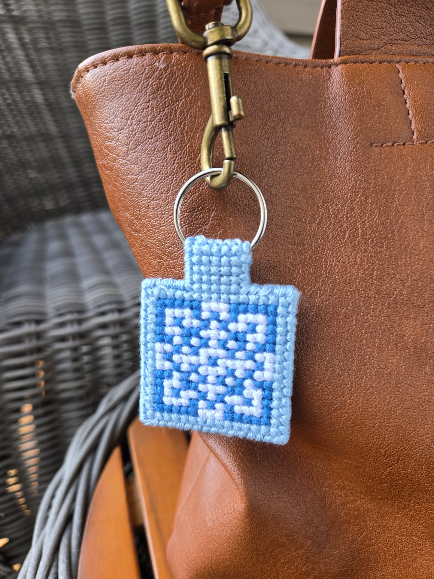 Snowflake DIY Cross Stitch Keychain Kit