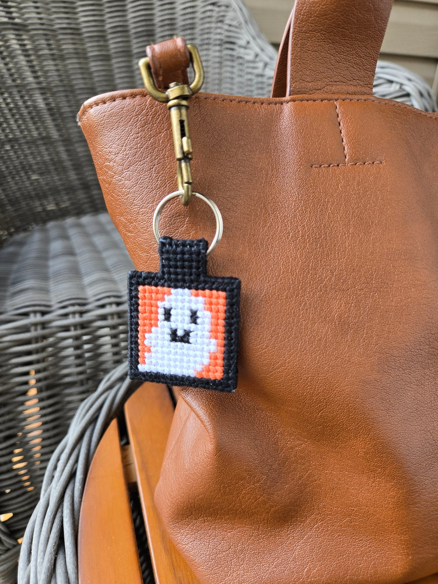 Ghost DIY Cross Stitch Keychain Kit