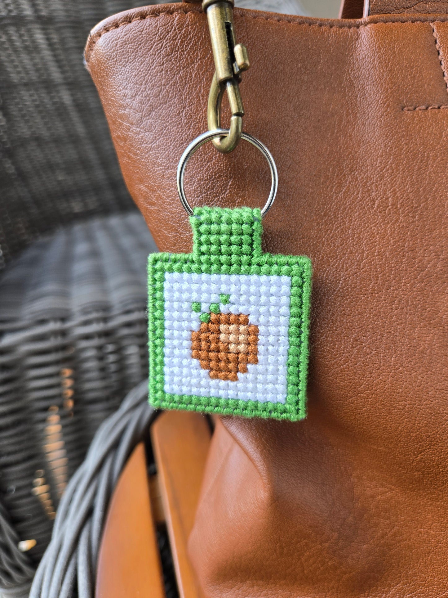 Buckeye Nut DIY Cross Stitch Keychain Kit