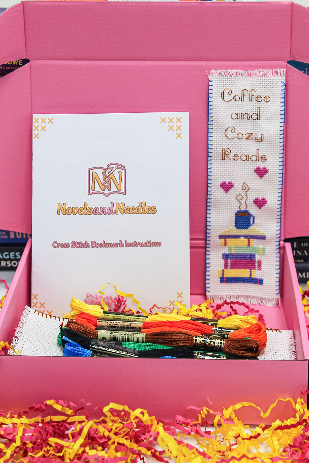 Coffee and Cozy Reads DIY Cross Stitch Bookmark Kit