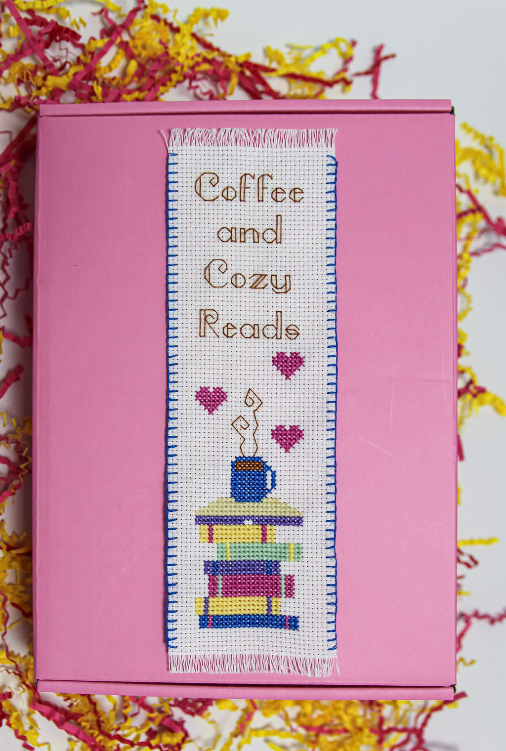 Coffee and Cozy Reads DIY Cross Stitch Bookmark Kit
