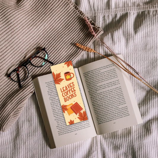 Leaves Coffee Books Bookmark