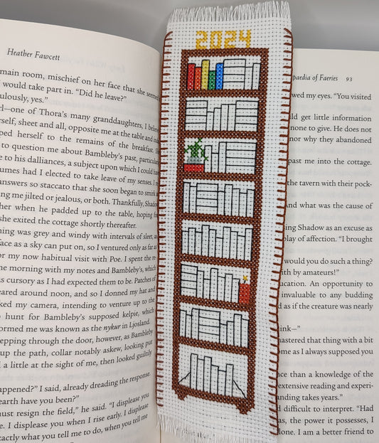 2024 Bookshelf Tracker DIY Cross Stitch Bookmark Kit